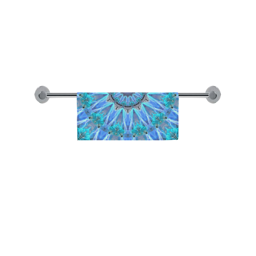 Sapphire Ice Flame, Cyan Blue Crystal Wheel Square Towel 13“x13”