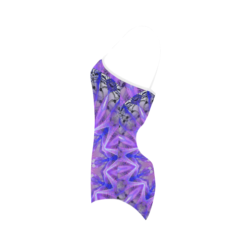 Abstract Plum Ice Crystal Palace Lattice Lace Strap Swimsuit ( Model S05)