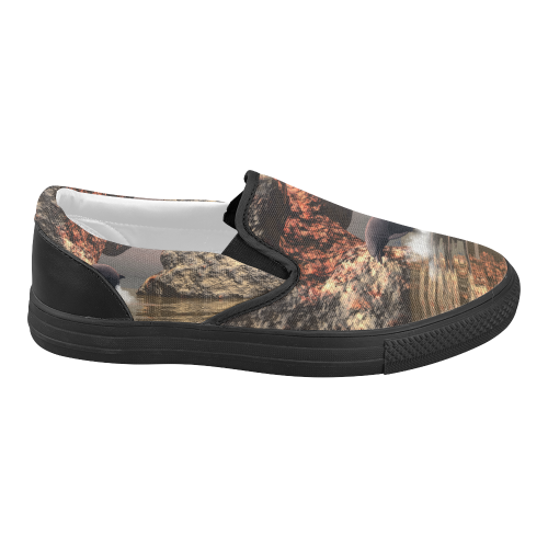 Dolphin in the sunset Women's Slip-on Canvas Shoes (Model 019)