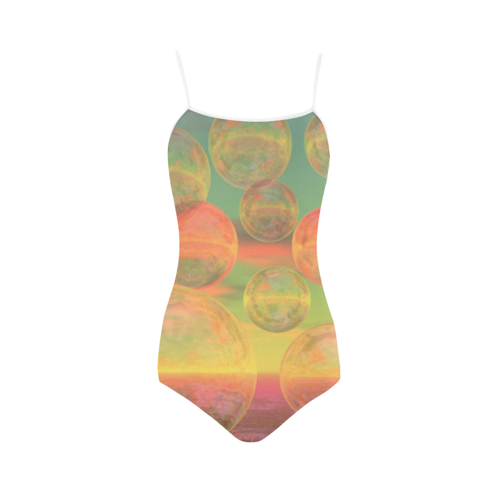 Autumn Ruminations, Abstract Gold Rose Glory Strap Swimsuit ( Model S05)