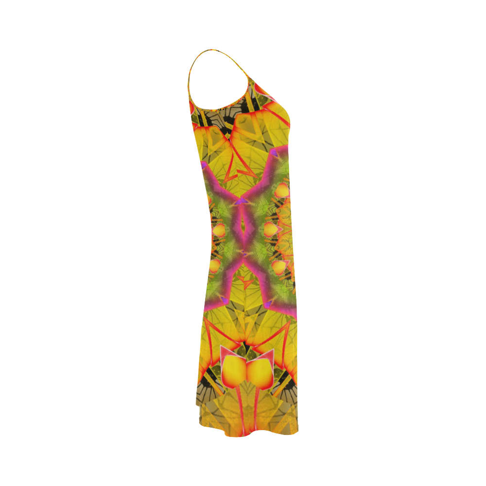 Beach Grass Golden Red Foliage Abstract Fall Days Alcestis Slip Dress (Model D05)