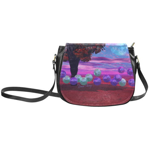 Bubble Garden, Abstract Rose  Azure Wisdom Classic Saddle Bag/Small (Model 1648)