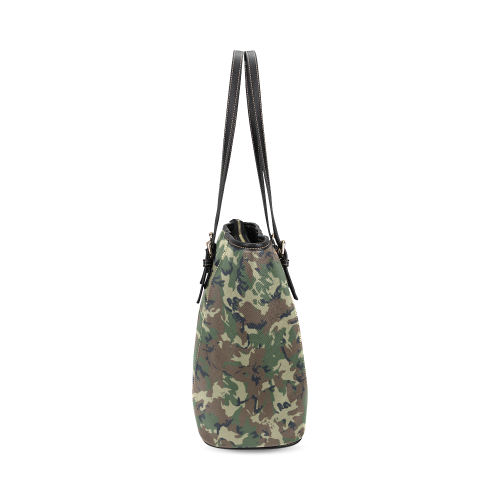 Forest Camouflage Pattern Leather Tote Bag/Small (Model 1640)
