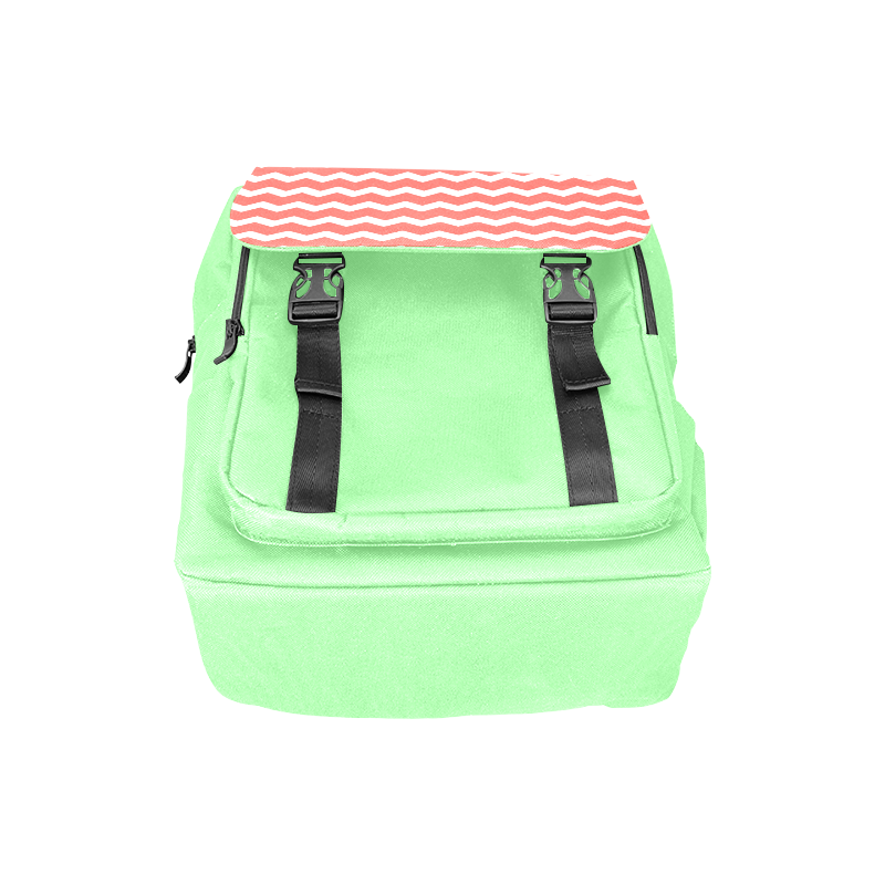 Modern Trendy Pastell Grey Red Green Zig Zag Pattern Chevron Casual Shoulders Backpack (Model 1623)