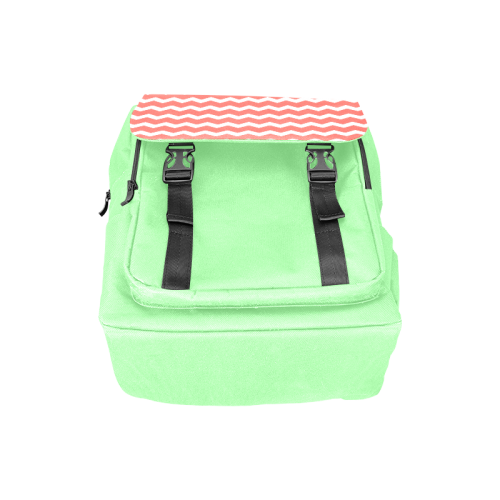 Modern Trendy Pastell Grey Red Green Zig Zag Pattern Chevron Casual Shoulders Backpack (Model 1623)