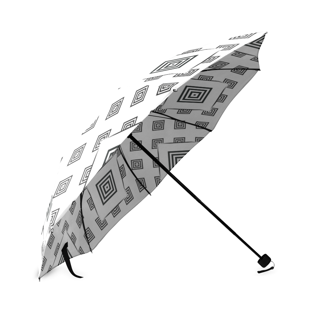 Solid Squares Frame Mosaic Black & White Foldable Umbrella (Model U01)