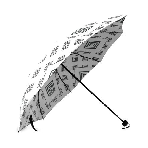 Solid Squares Frame Mosaic Black & White Foldable Umbrella (Model U01)