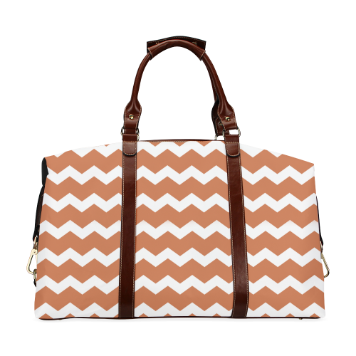 Modern Trendy Pastell Grey Ocker Zig Zag Pattern Chevron Classic Travel Bag (Model 1643)