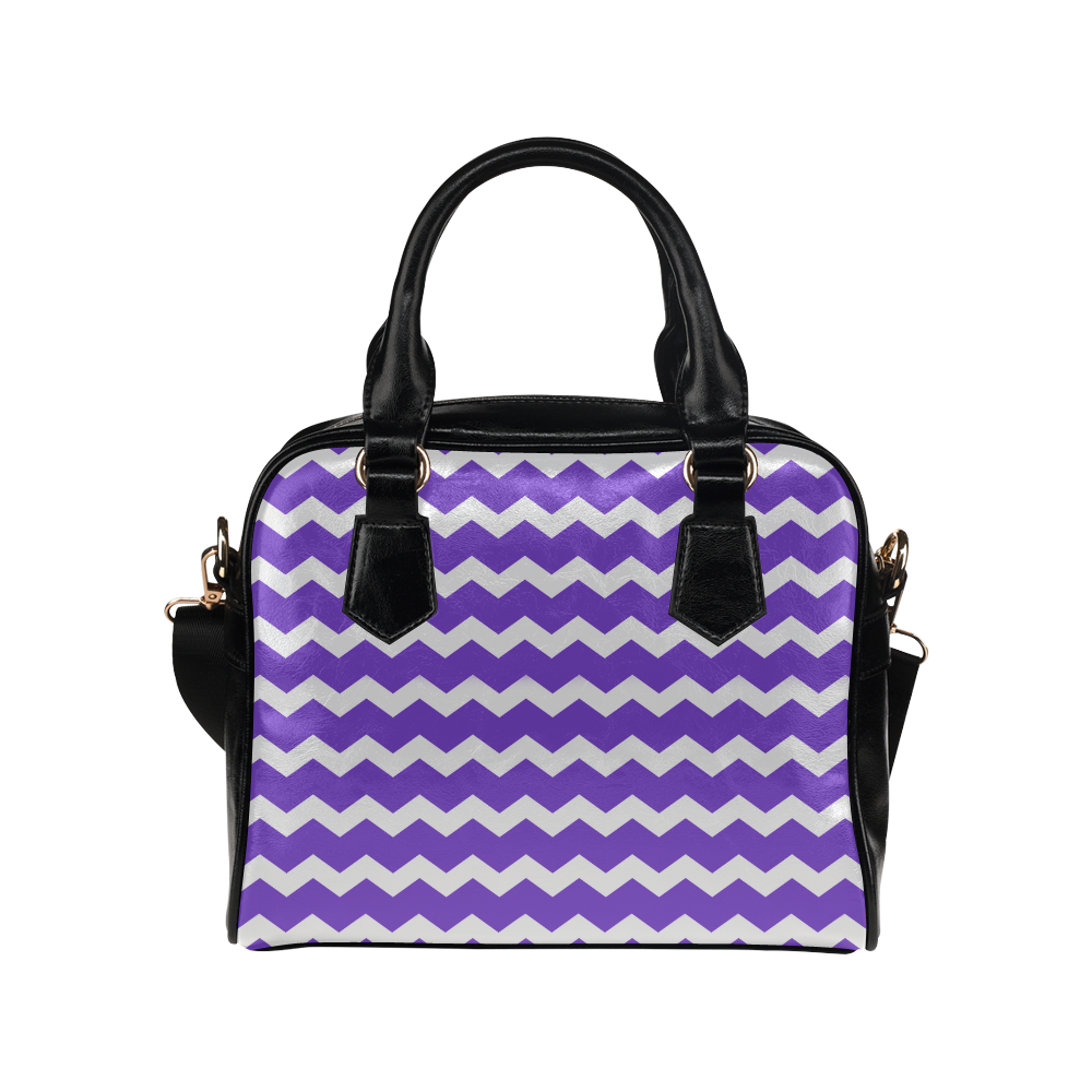 Modern Trendy Pastell Grey Lilac Zig Zag Pattern Chevron Shoulder Handbag (Model 1634)