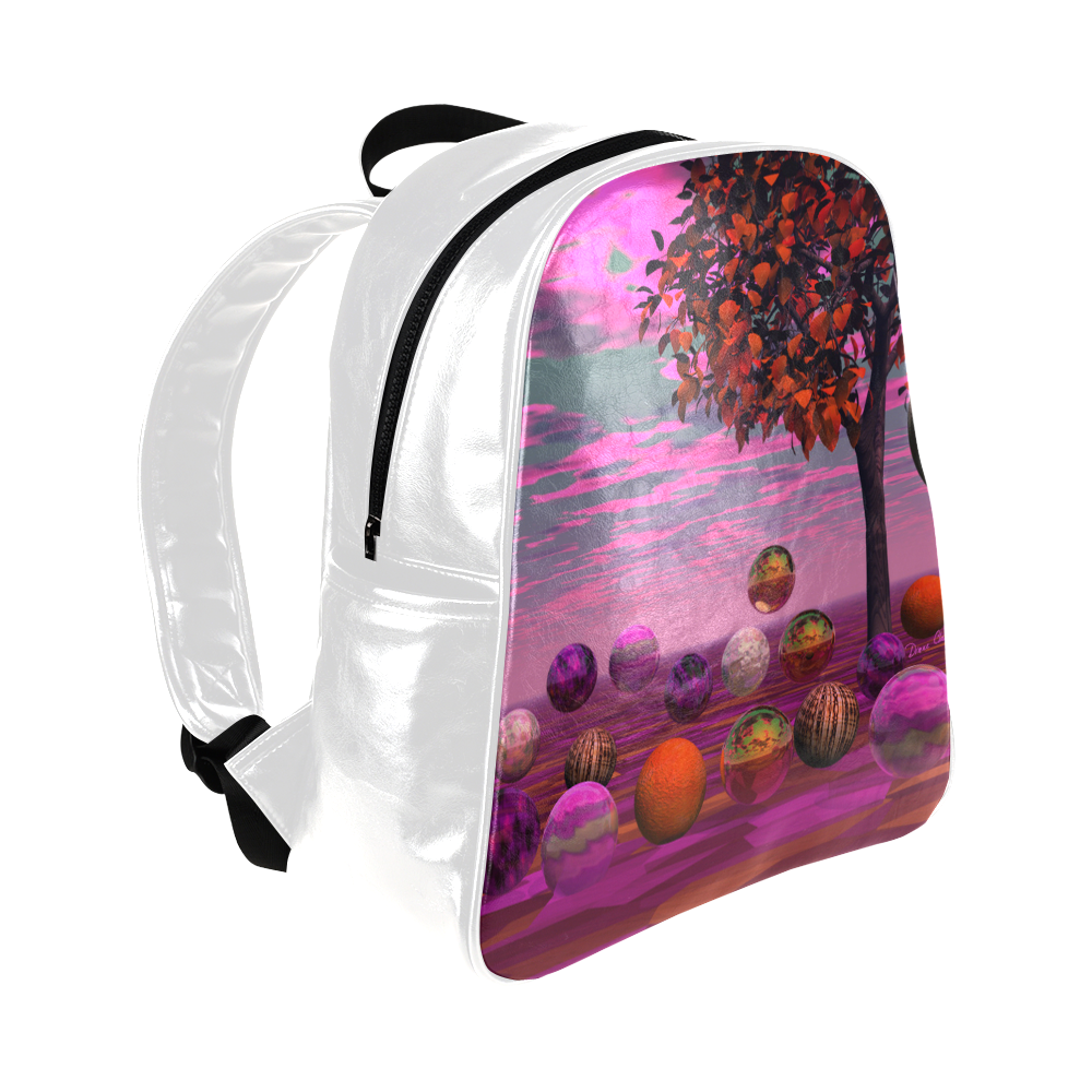 Bittersweet Opinion, Abstract Raspberry Maple Tree Multi-Pockets Backpack (Model 1636)