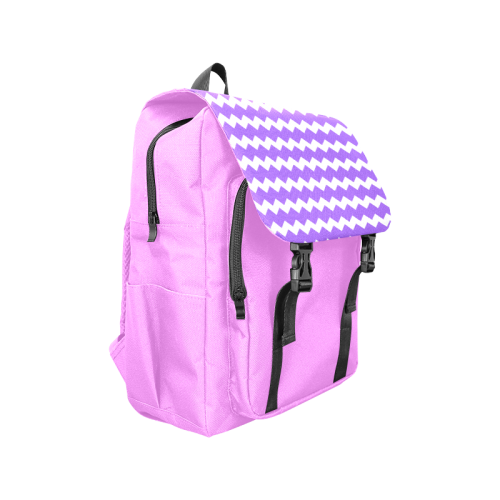 Modern Trendy Pastel Grey Pink Zig Zag Pattern Chevron Casual Shoulders Backpack (Model 1623)