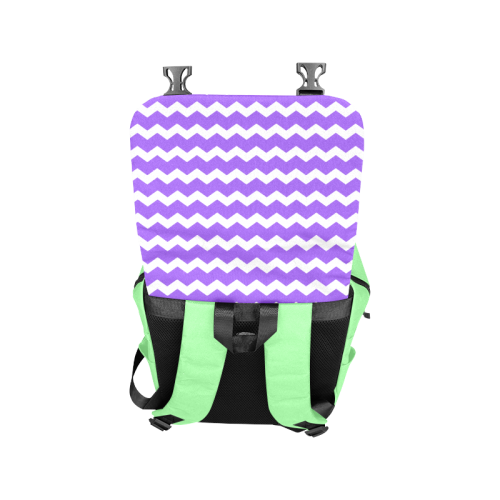 Modern Trendy Pastell Grey Green Lilac Zig Zag Pattern Chevron Casual Shoulders Backpack (Model 1623)