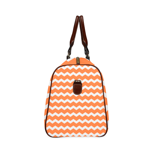 Modern Trendy Pastel Orange Grey Zig Zag Pattern Chevron Waterproof Travel Bag/Large (Model 1639)