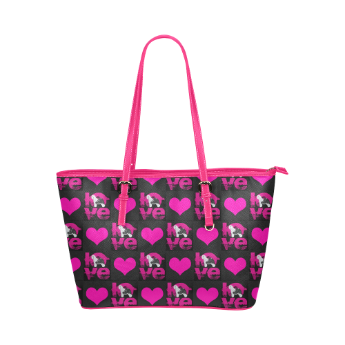 love lyric_pink Leather Tote Bag/Large (Model 1651)