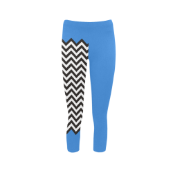HIPSTER zigzag chevron pattern black & white Capri Legging (Model L02)
