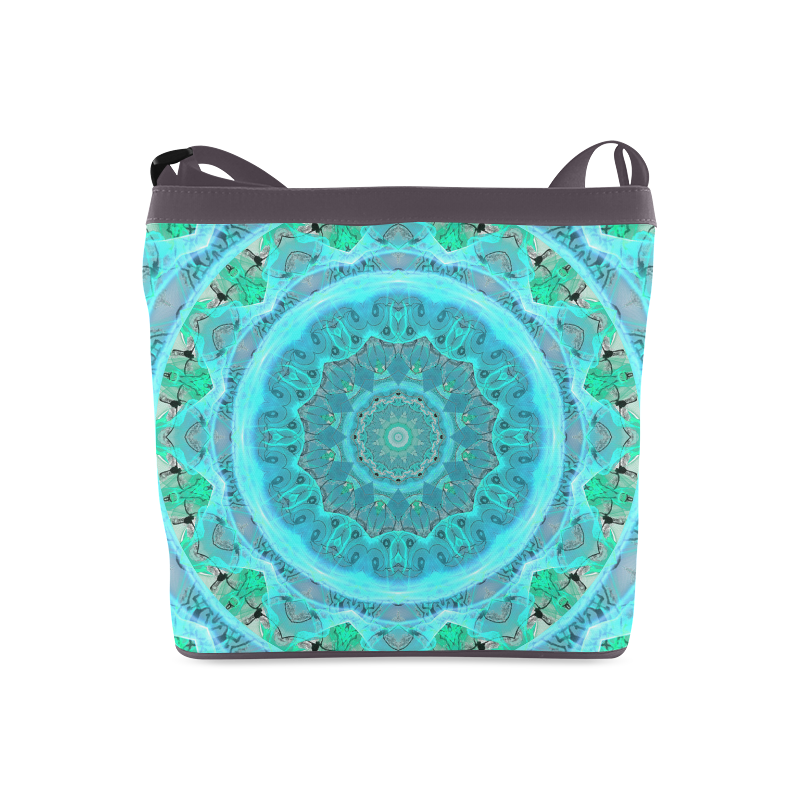 Teal Cyan Ocean Abstract Modern Lace Lattice Crossbody Bags (Model 1613)