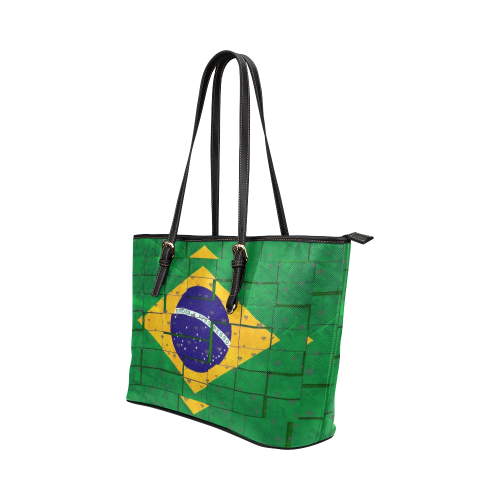 Brazil Pattern by Nico Bielow Leather Tote Bag/Large (Model 1651)