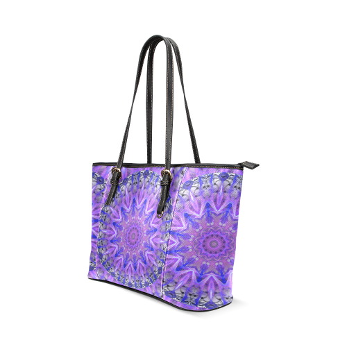 Abstract Plum Ice Crystal Palace Lattice Lace Leather Tote Bag/Small (Model 1640)