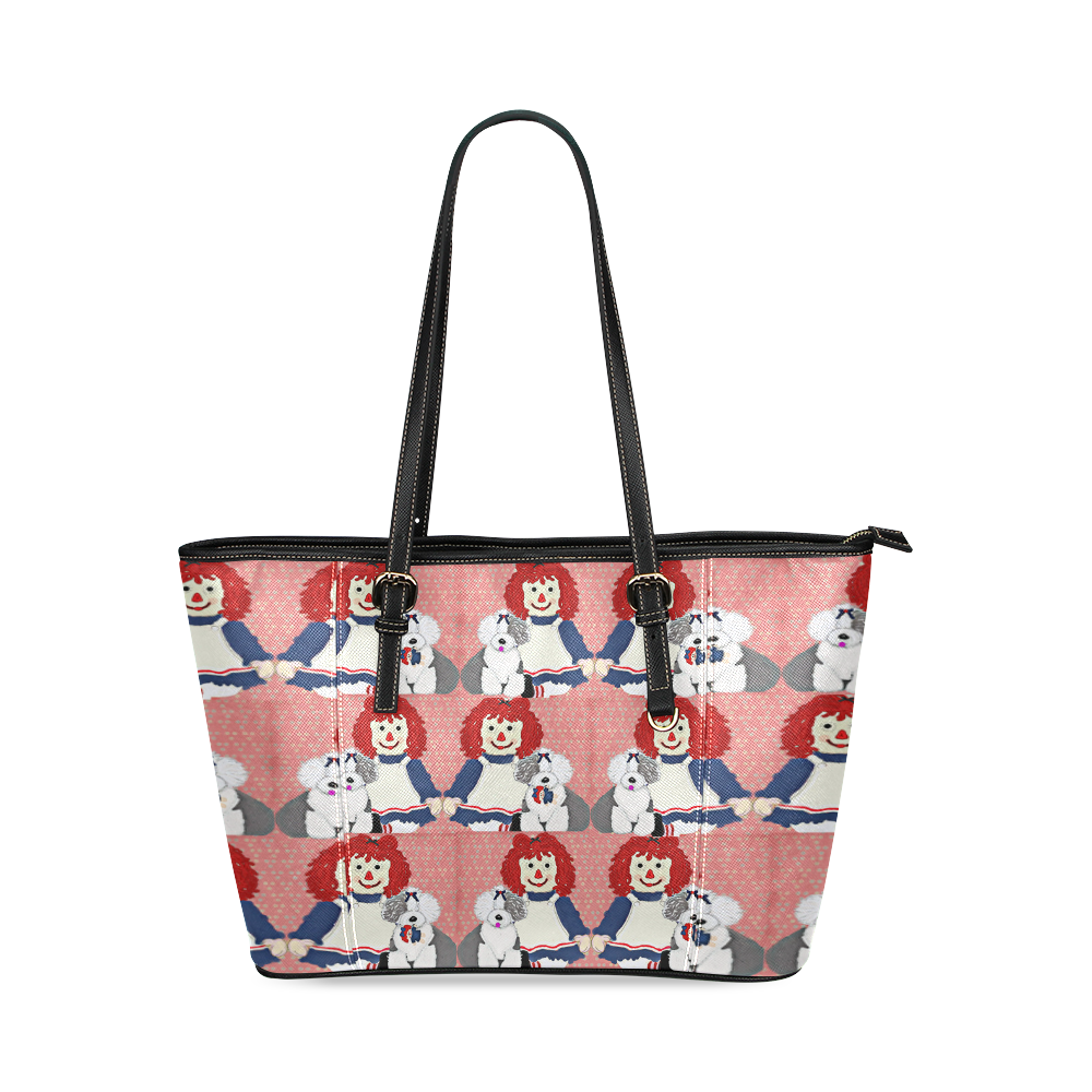 Raggedy Ann2 Leather Tote Bag/Small (Model 1640)