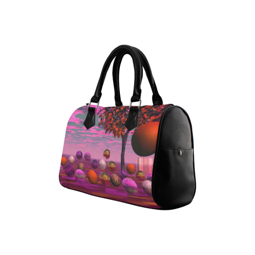 Bittersweet Opinion, Abstract Raspberry Maple Tree Boston Handbag (Model 1621)