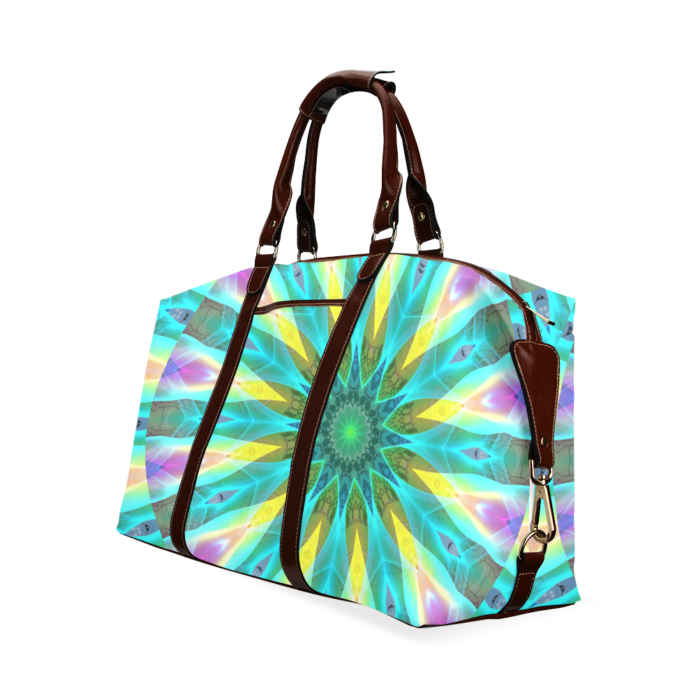 Golden Violet Peacock Sunrise Abstract Wind Flower Classic Travel Bag (Model 1643)