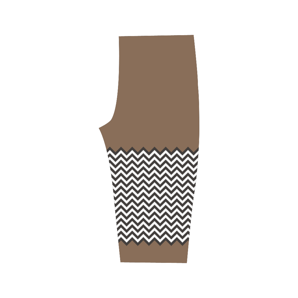HIPSTER zigzag chevron pattern black & white Hestia Cropped Leggings (Model L03)