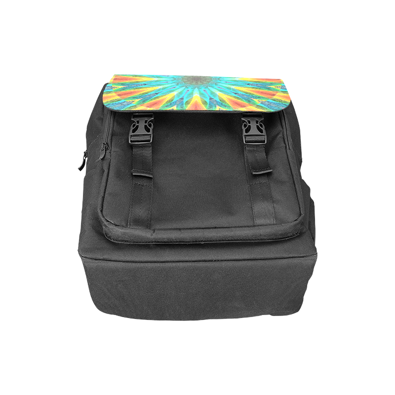 Aqua Gold Joy to the World Flowers, Zen Rainbow Casual Shoulders Backpack (Model 1623)