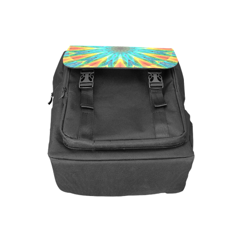 Aqua Gold Joy to the World Flowers, Zen Rainbow Casual Shoulders Backpack (Model 1623)