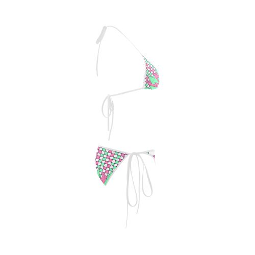 Geometry in green and pink Custom Bikini Swimsuit