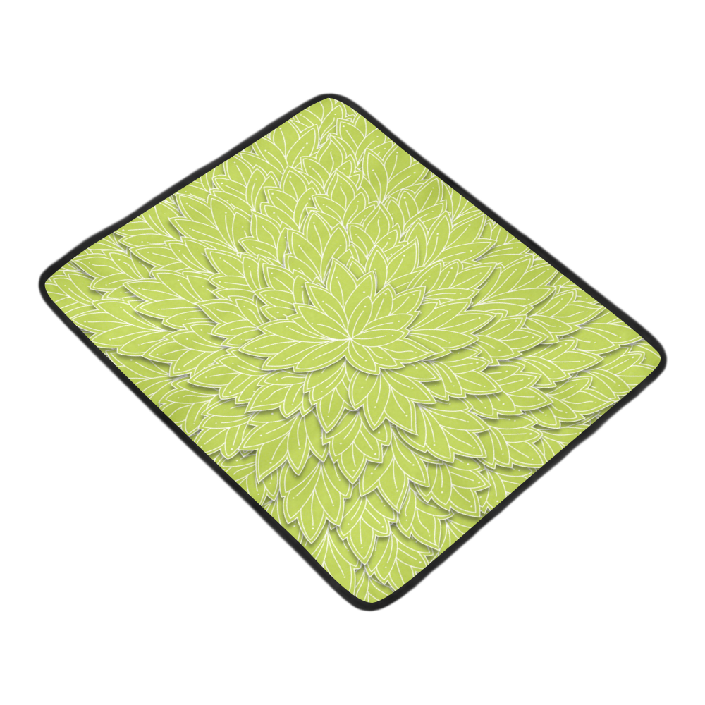 floating leaf pattern spring green white nature Beach Mat 78"x 60"