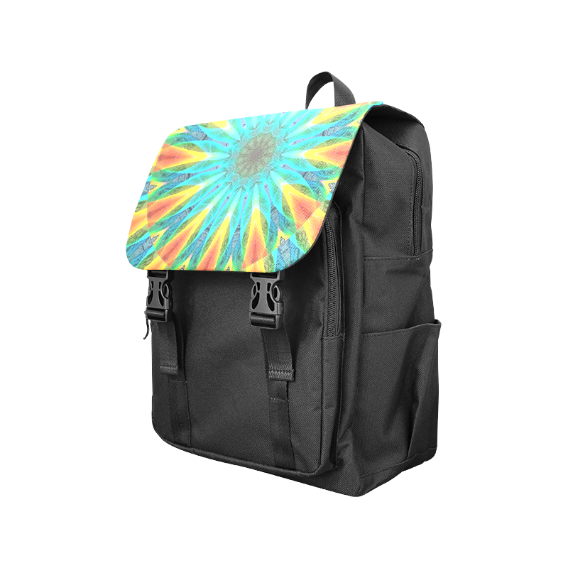 Aqua Gold Joy to the World Flowers, Zen Rainbow Casual Shoulders Backpack (Model 1623)