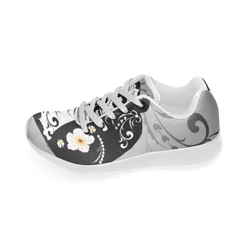 Wonderful sugar skull in black and white Women’s Running Shoes (Model 020)