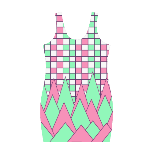 Geometry in pink and green Medea Vest Dress (Model D06)