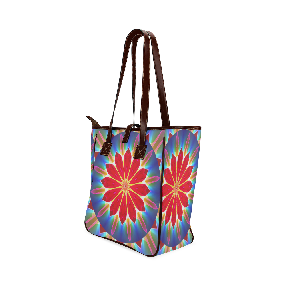 Blue Ice Flowers Red Abstract Modern Petals Zen Classic Tote Bag (Model 1644)