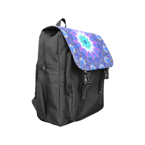 Blue Ice Merry Aqua Violet Foliage Flowers Zen Casual Shoulders Backpack (Model 1623)