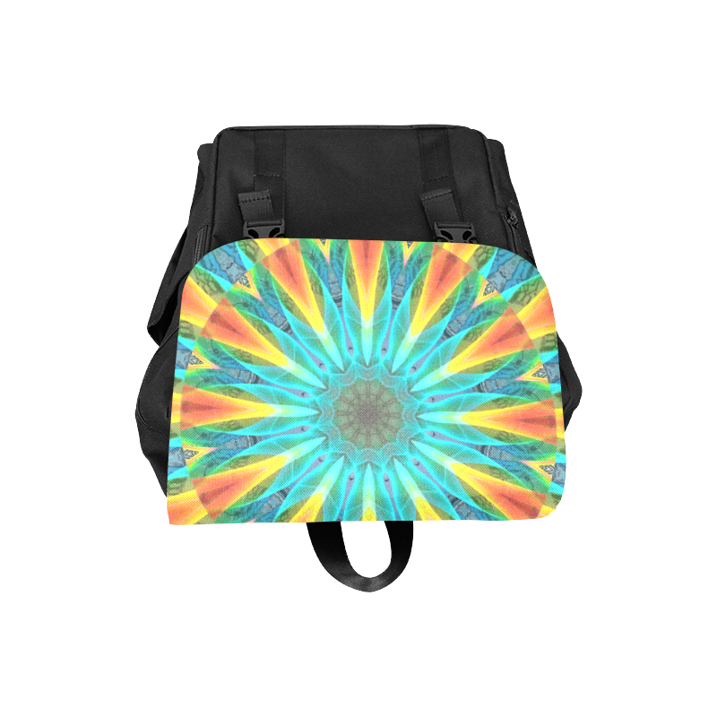 Aqua Gold Joy to the World Flowers, Zen Rainbow Casual Shoulders Backpack (Model 1623)