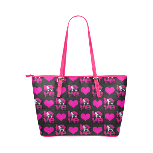 love lyric_pink Leather Tote Bag/Large (Model 1651)