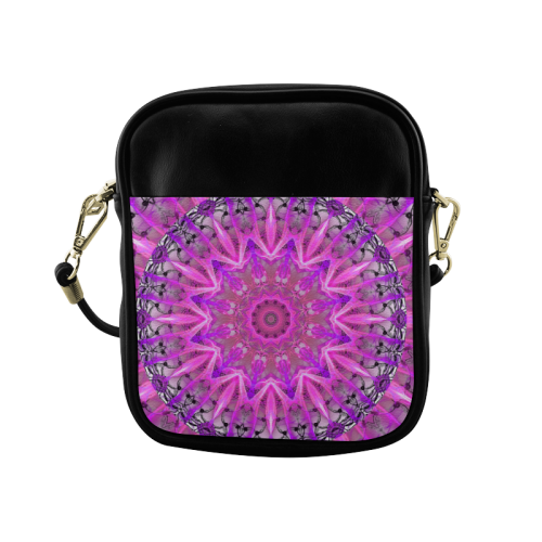 Lavender Lace Abstract Pink Light Love Lattice Sling Bag (Model 1627)