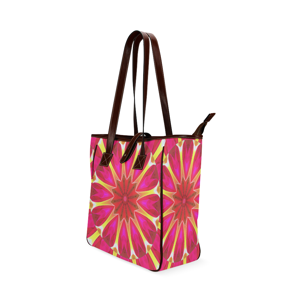 Cherry Daffodil Abstract Modern Pink Flowers Zen Classic Tote Bag (Model 1644)