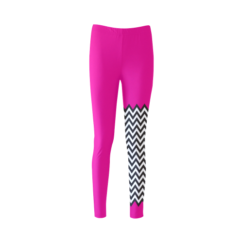 HIPSTER zigzag chevron pattern black & white Cassandra Women's Leggings (Model L01)