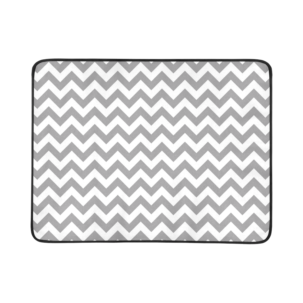 Grey and white zigzag chevron Beach Mat 78"x 60"