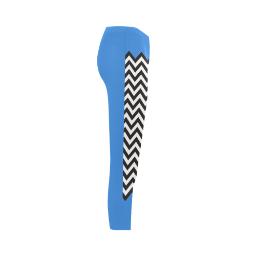 HIPSTER zigzag chevron pattern black & white Capri Legging (Model L02)