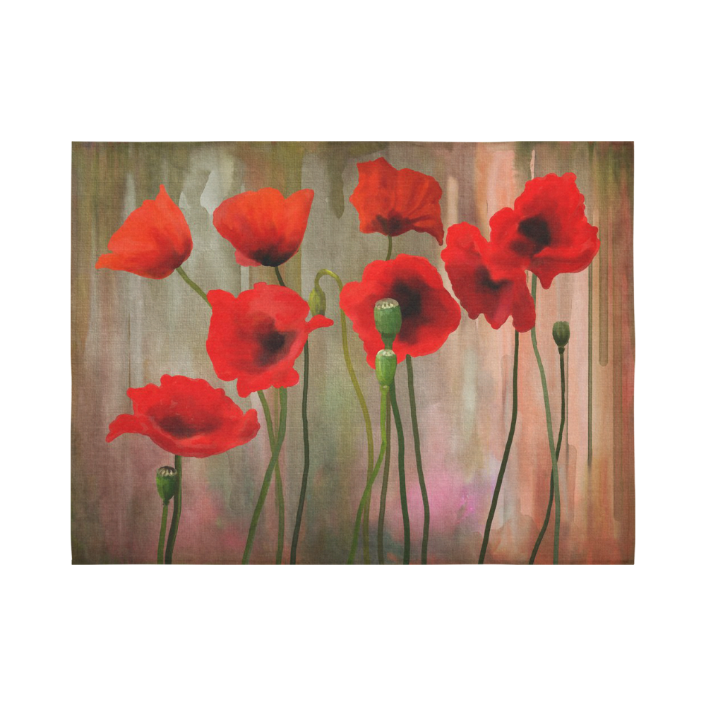 Poppies Cotton Linen Wall Tapestry 80"x 60"