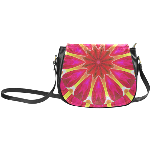 Cherry Daffodil Abstract Modern Pink Flowers Zen Classic Saddle Bag/Small (Model 1648)