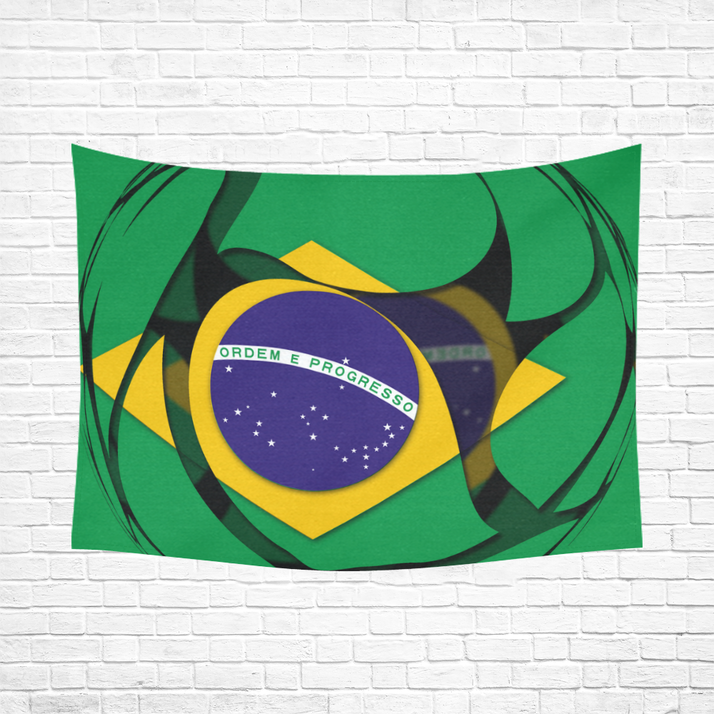 The Flag of Brazil Cotton Linen Wall Tapestry 80"x 60"