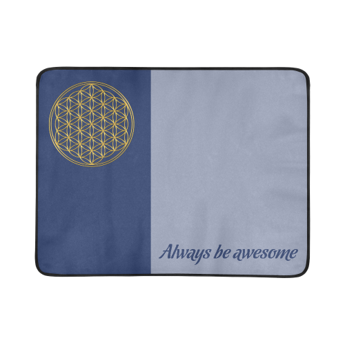 FLOWER OF LIFE gold + Message: Always be awesome Beach Mat 78"x 60"