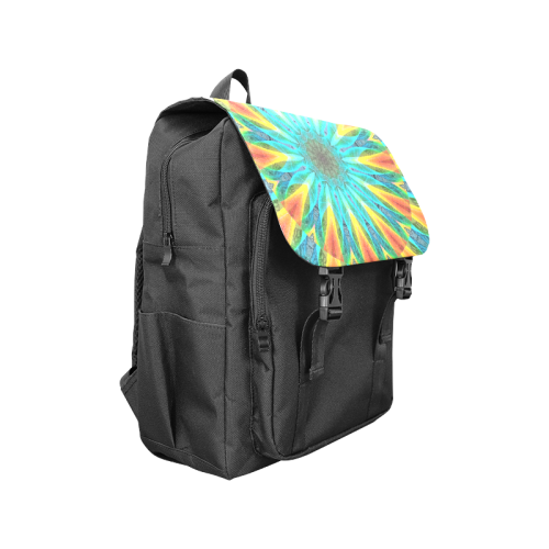 Aqua Gold Joy to the World Flowers, Zen Rainbow Casual Shoulders Backpack (Model 1623)