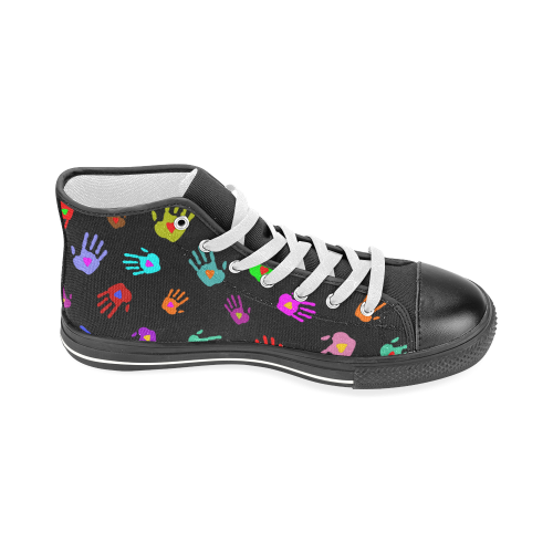 Multicolored HANDS with HEARTS love pattern Men’s Classic High Top Canvas Shoes (Model 017)