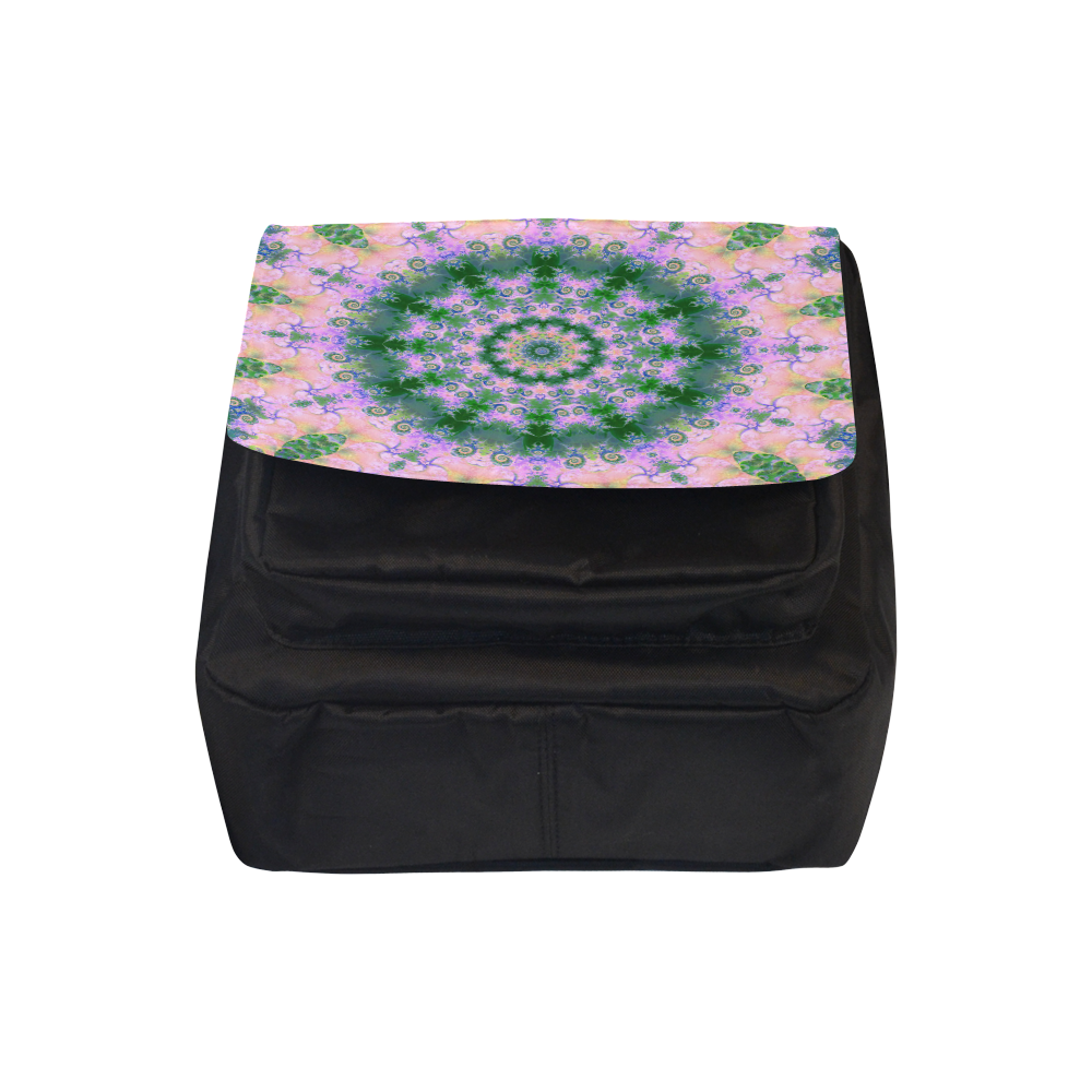 Rose Pink Green Explosion of Flowers Mandala Crossbody Nylon Bags (Model 1633)