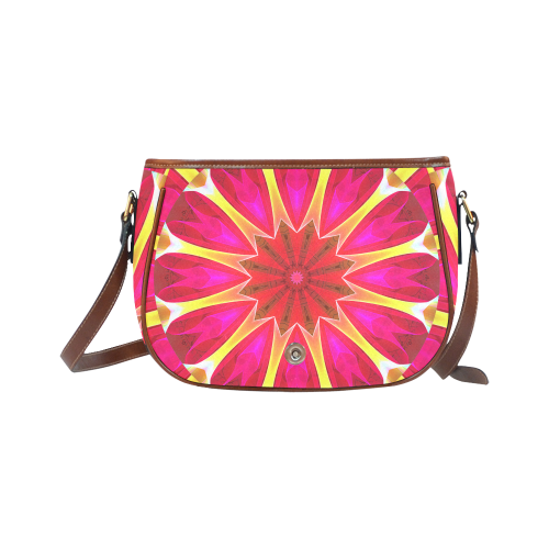 Cherry Daffodil Abstract Modern Pink Flowers Zen Saddle Bag/Large (Model 1649)